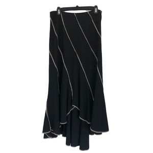 Black, reversible, hi low maxi skirt.
